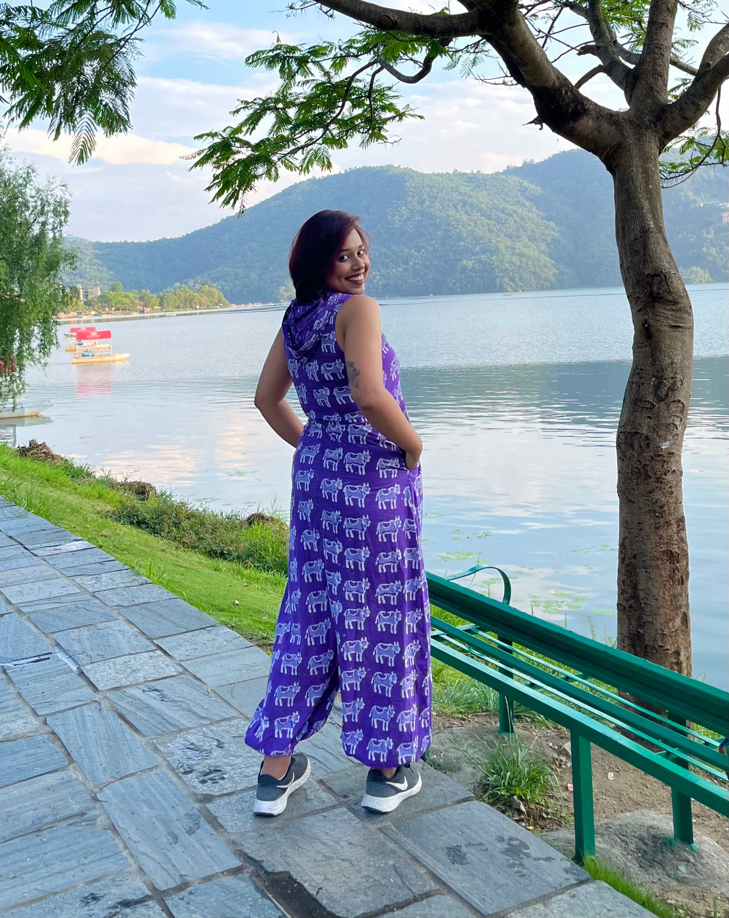 Moomoo Print Handblock Jumpsuit- New Launch