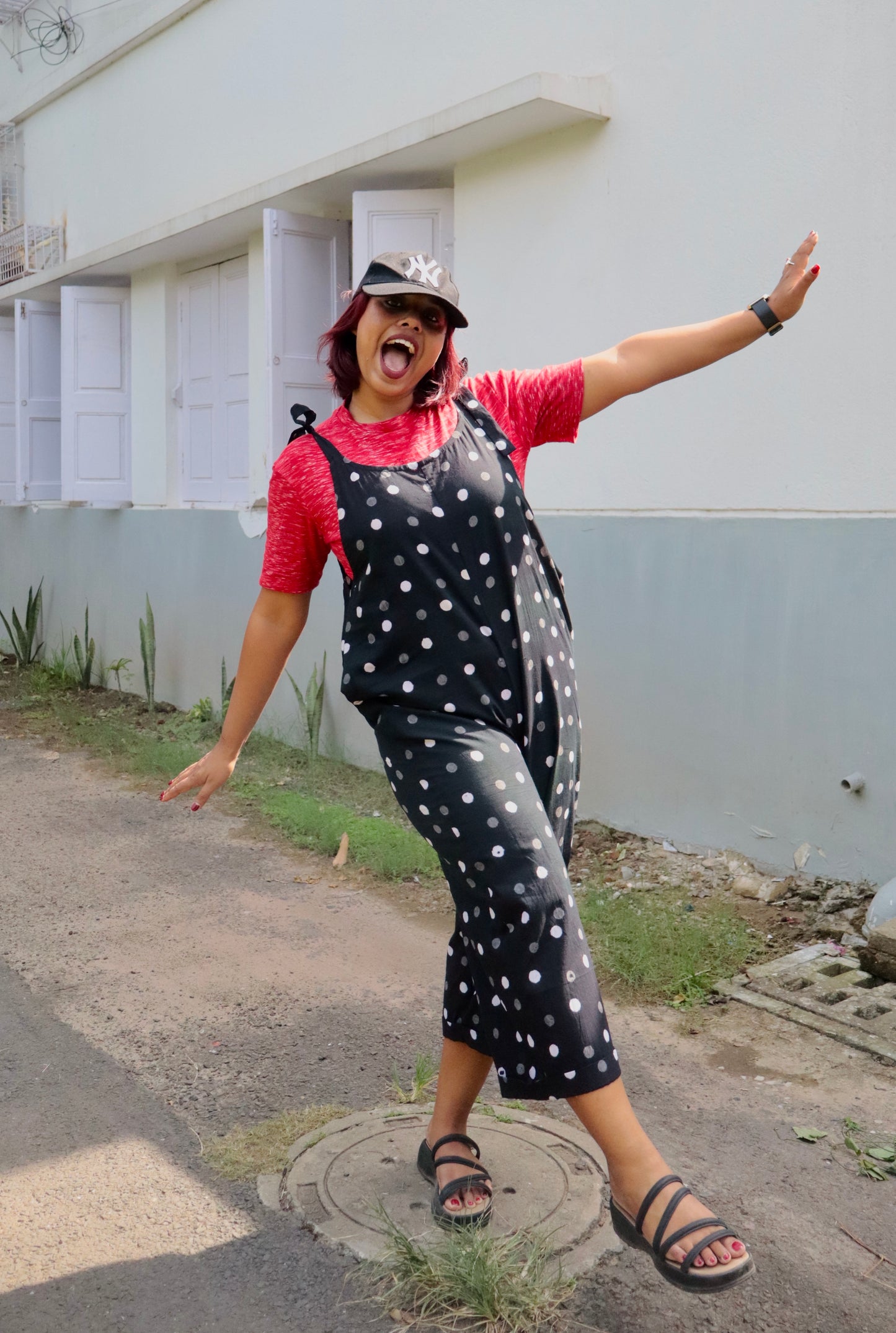 Raaha Polka Dot Tie-up Black Jumpsuit- New Launch