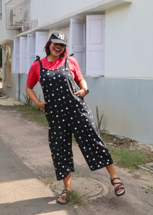 Raaha Polka Dot Tie-up Black Jumpsuit- New Launch