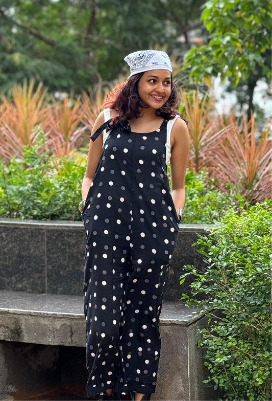 Raaha Polka Dot Tie-up Black Jumpsuit- New Launch