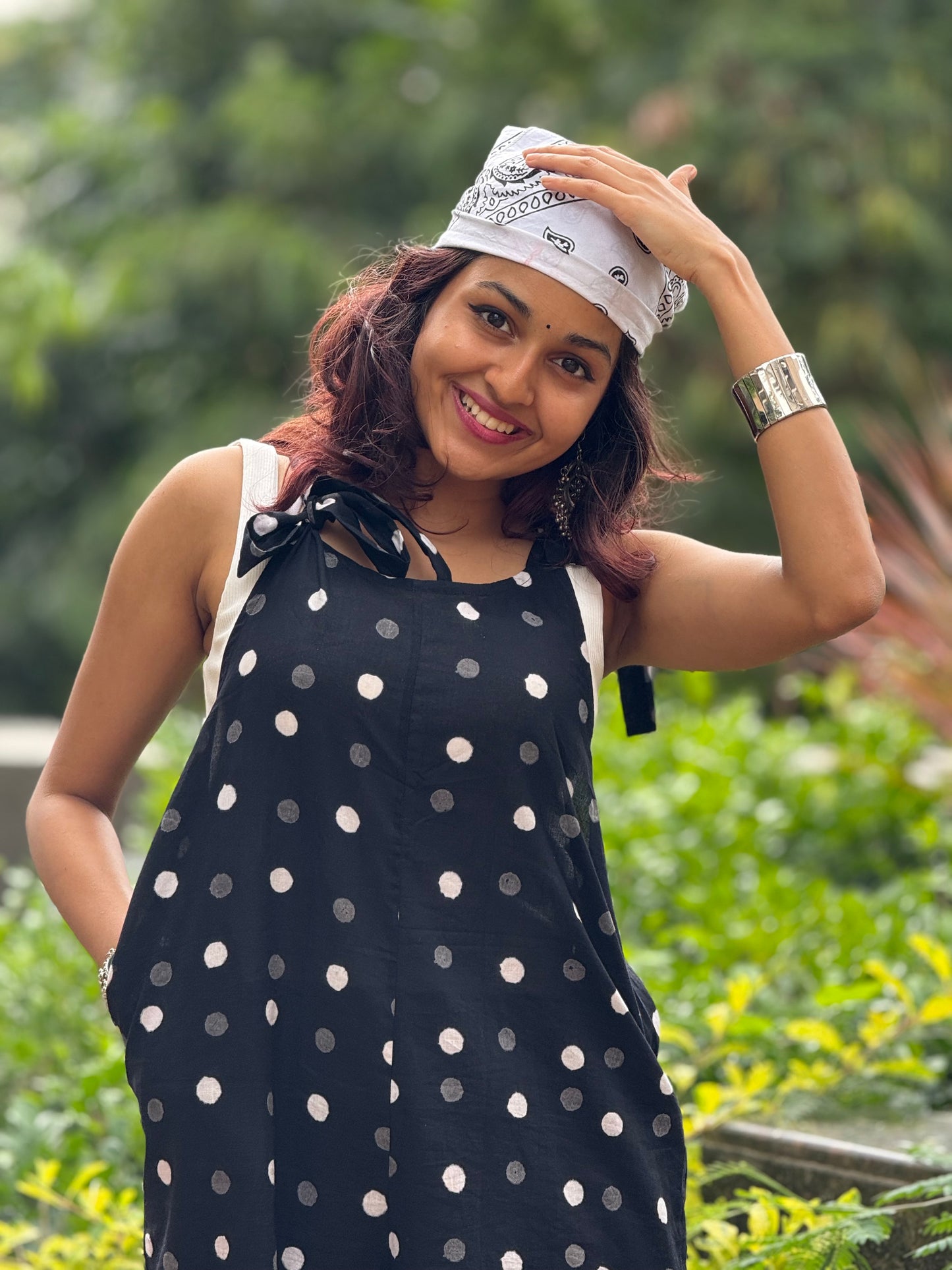 Raaha Polka Dot Tie-up Black Jumpsuit- New Launch
