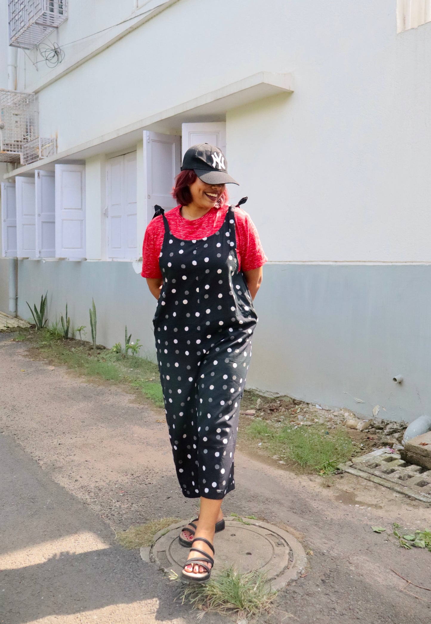 Raaha Polka Dot Tie-up Black Jumpsuit- New Launch