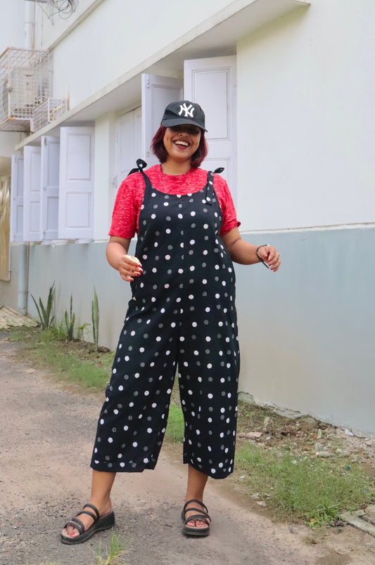 Raaha Polka Dot Tie-up Black Jumpsuit- New Launch