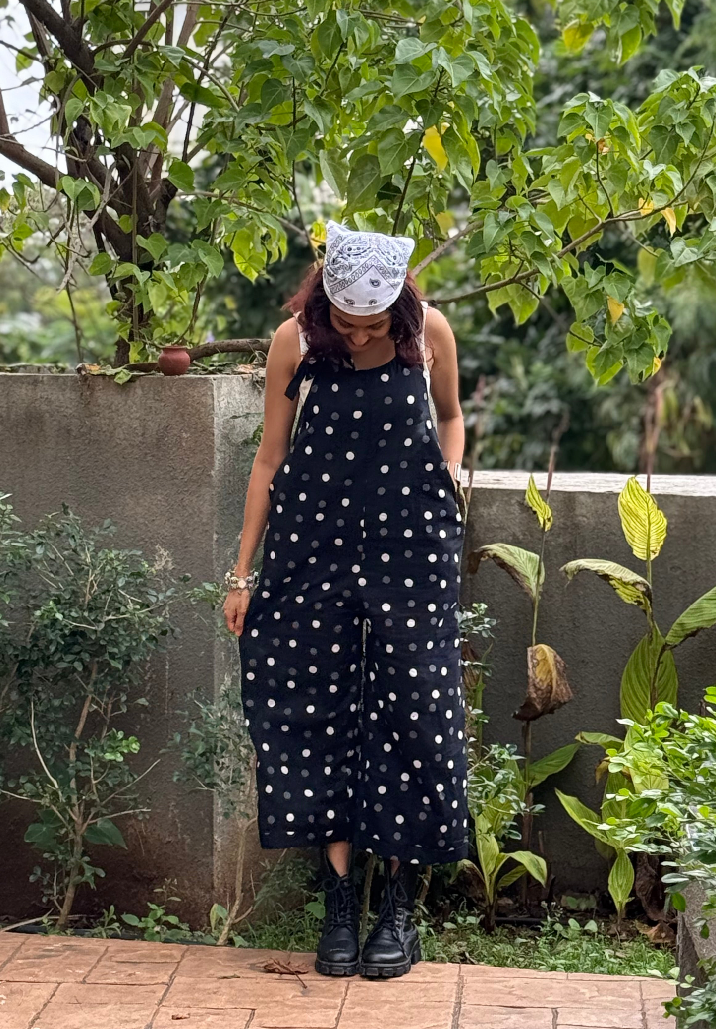 Raaha Polka Dot Tie-up Black Jumpsuit- New Launch