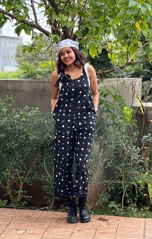 Raaha Polka Dot Tie-up Black Jumpsuit- New Launch