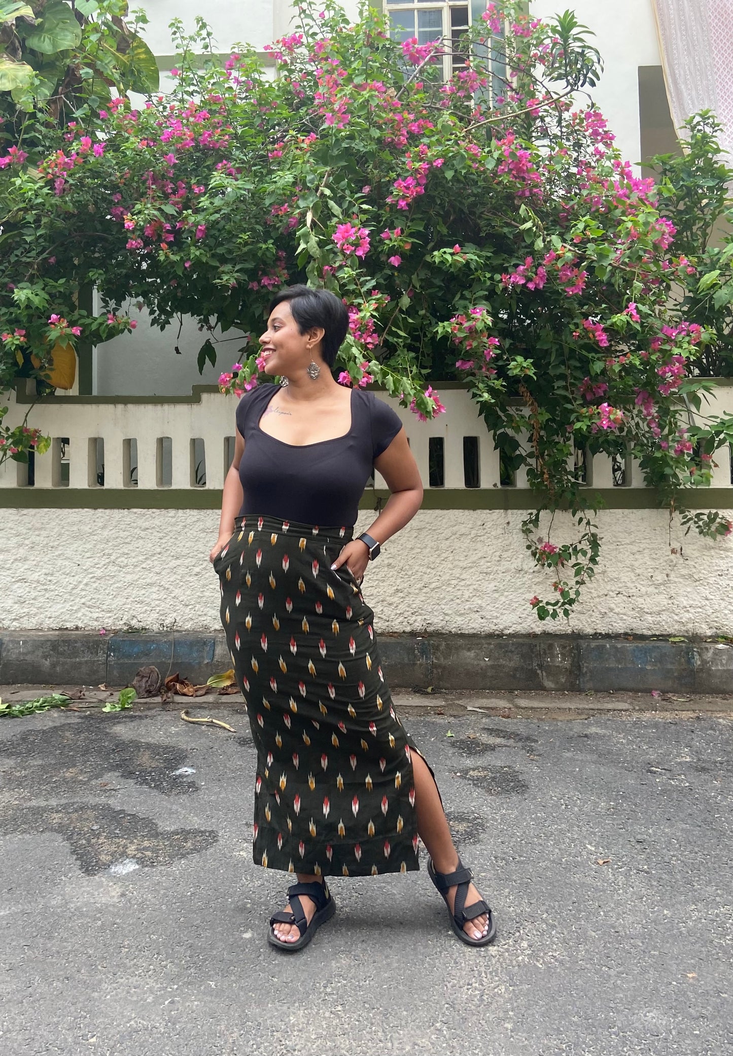 Olive Ikat Kata Laga Skirt